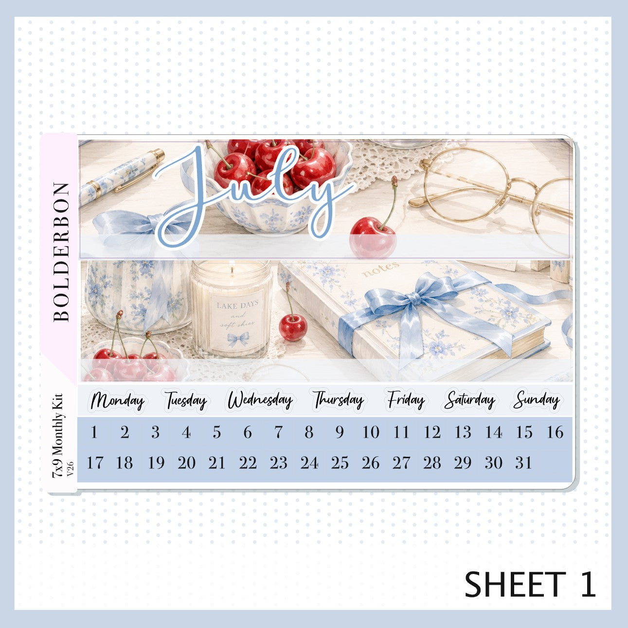 July 7x9 Monthly Sticker Kit