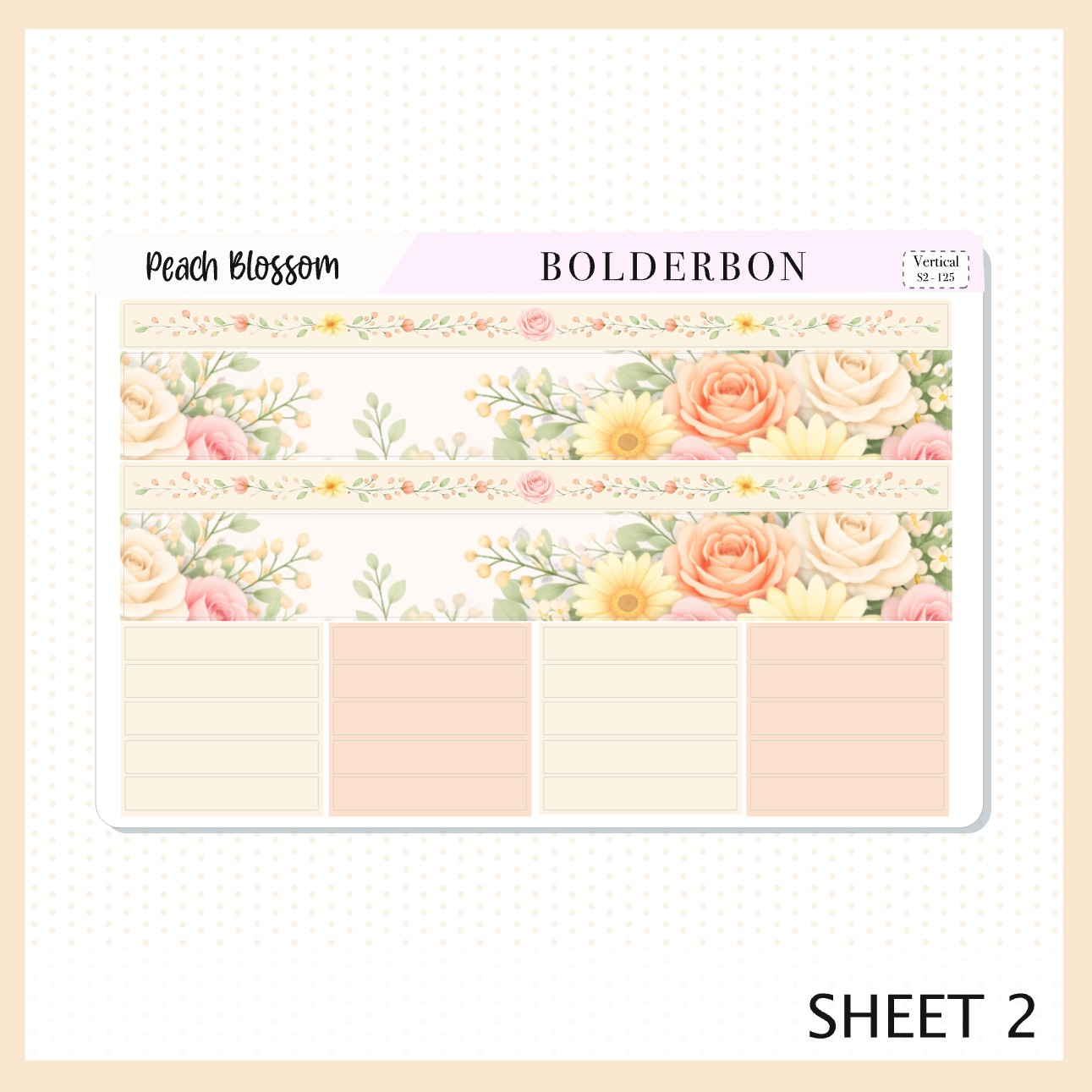 Peach Blossom 7x9 Vertical Sticker Kit || Spring Floral Planner Stickers, Pastel Aesthetic Weekly Kit