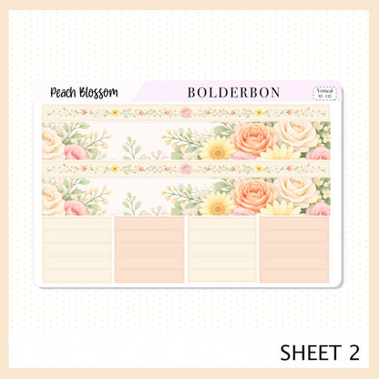 Peach Blossom 7x9 Vertical Sticker Kit || Spring Floral Planner Stickers, Pastel Aesthetic Weekly Kit