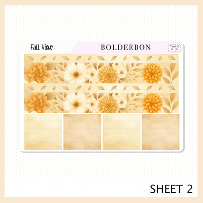 FALL VIEW 7x9 Vertical Sticker Kit || Cozy Autumn Floral Planner Stickers, Fall Elegant Aesthetic Vibe