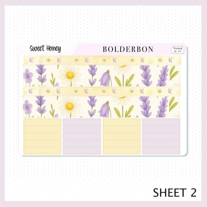 SWEET HONEY 7x9 Vertical Sticker Kit || Bees, Florals & Cozy Farmhouse Vibe Planner Stickers
