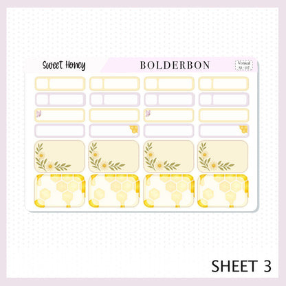 SWEET HONEY 7x9 Vertical Sticker Kit || Bees, Florals & Cozy Farmhouse Vibe Planner Stickers