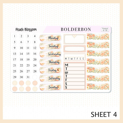 Peach Blossom 7x9 Vertical Sticker Kit || Spring Floral Planner Stickers, Pastel Aesthetic Weekly Kit