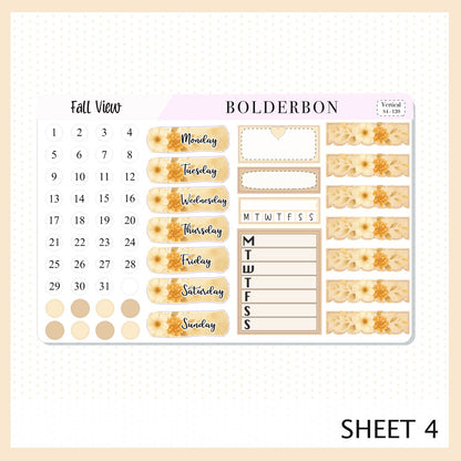 FALL VIEW 7x9 Vertical Sticker Kit || Cozy Autumn Floral Planner Stickers, Fall Elegant Aesthetic Vibe