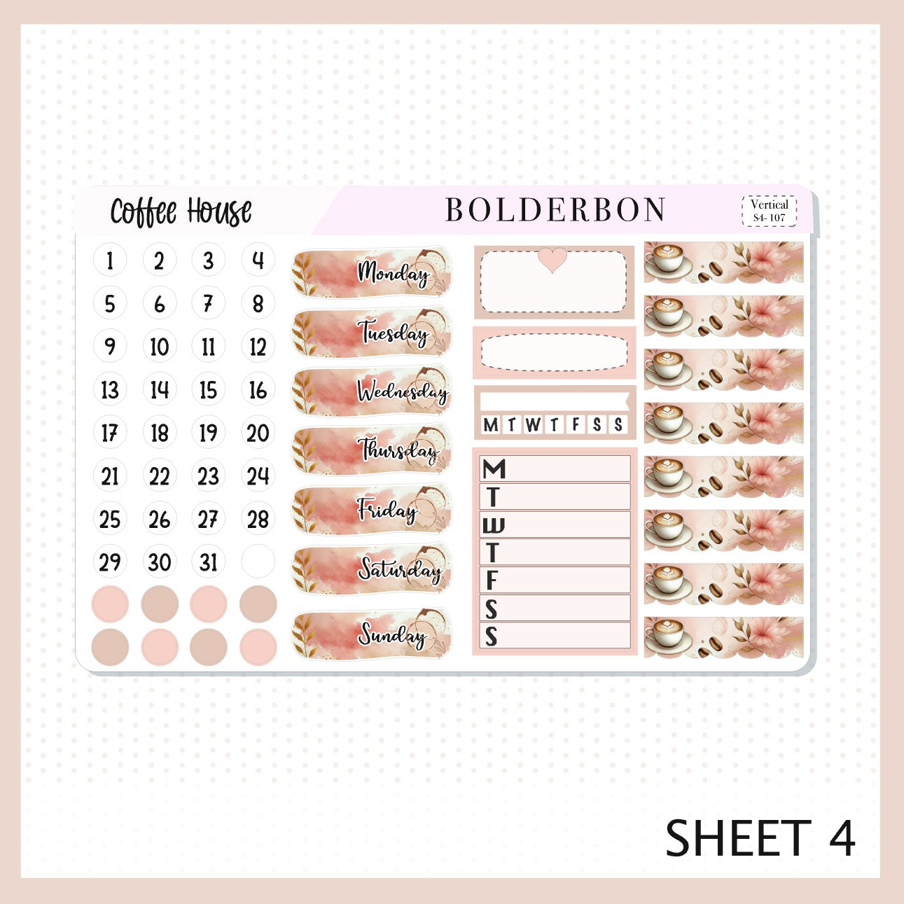 COFFEE HOUSE || 7x9 Vertical Planner Sticker Kit