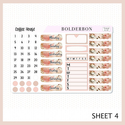 COFFEE HOUSE || 7x9 Vertical Planner Sticker Kit