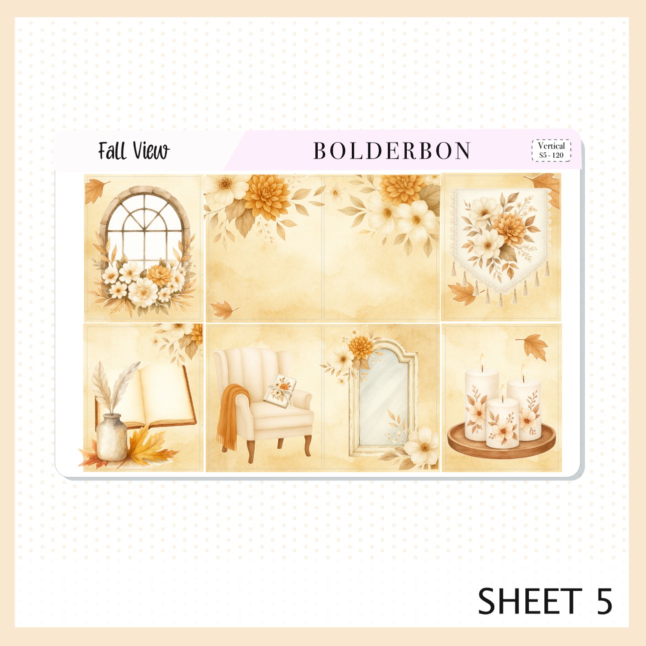 FALL VIEW 7x9 Vertical Sticker Kit || Cozy Autumn Floral Planner Stickers, Fall Elegant Aesthetic Vibe