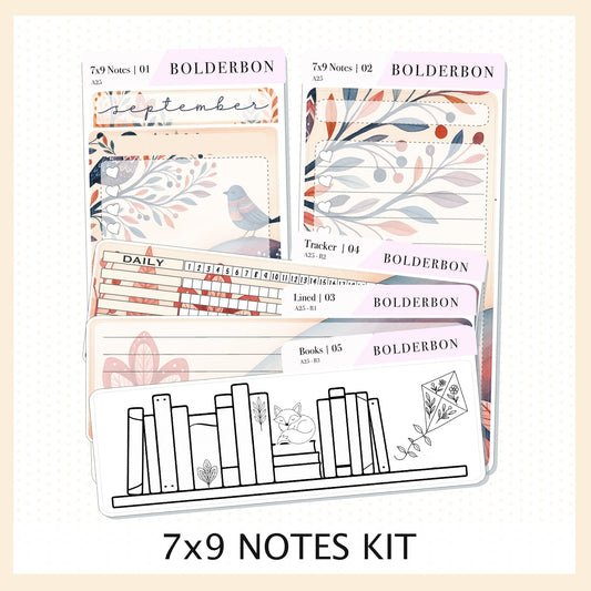 NEW SEPTEMBER 7x9 Notes Kit ||  2025/2026 Planner Sticker Kit for Erin Condren Planners, Windsong