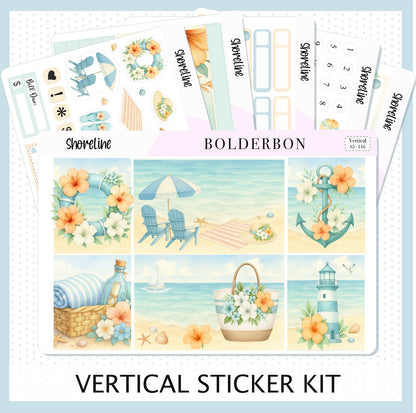 SHORELINE 7x9 Vertical Sticker Kit || Coastal Beach and Nautical Vibe Planner Stickers