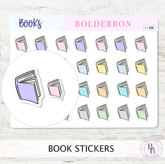 BOOK Planner Stickers || Pastel Reading Icons for Journals, Planners & Notebooks, Cute Book Stickers for Habit Tracking, Book Lovers