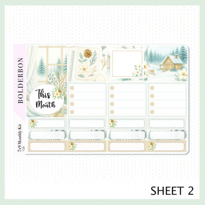 JANUARY 7x9 Monthly Sticker Kit || Peaceful Pines Winter Planner Stickers for Erin Condren
