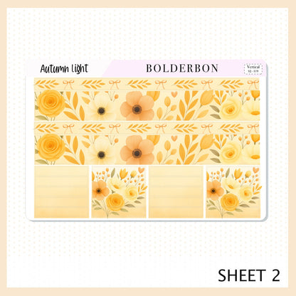 AUTUMN LIGHT 7x9 Vertical Sticker Kit || Cozy Fall Floral Planner Stickers, Autumn Aesthetic Vibe
