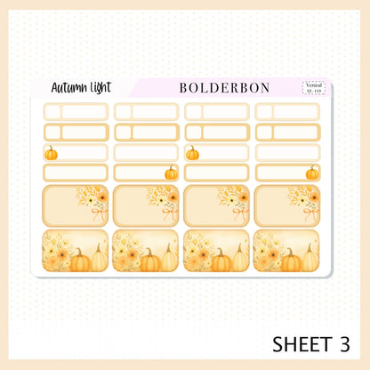 AUTUMN LIGHT 7x9 Vertical Sticker Kit || Cozy Fall Floral Planner Stickers, Autumn Aesthetic Vibe