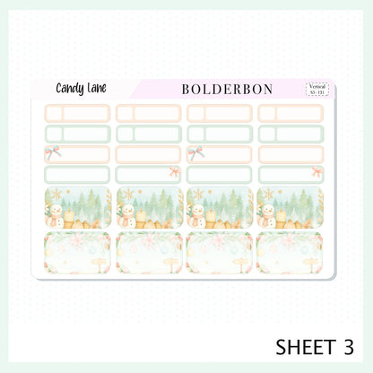 CANDY LANE 7x9 Vertical Sticker Kit || Festive Christmas Planner Stickers, Holiday Pastel Vibe