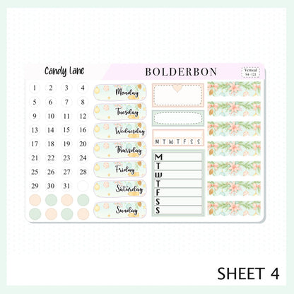CANDY LANE 7x9 Vertical Sticker Kit || Festive Christmas Planner Stickers, Holiday Pastel Vibe