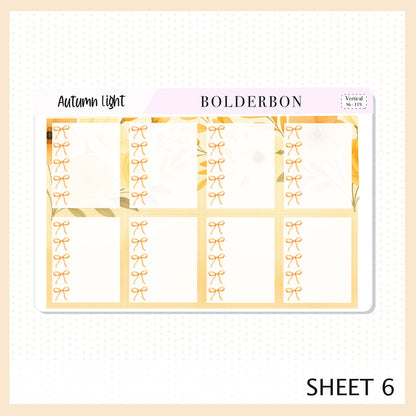AUTUMN LIGHT 7x9 Vertical Sticker Kit || Cozy Fall Floral Planner Stickers, Autumn Aesthetic Vibe