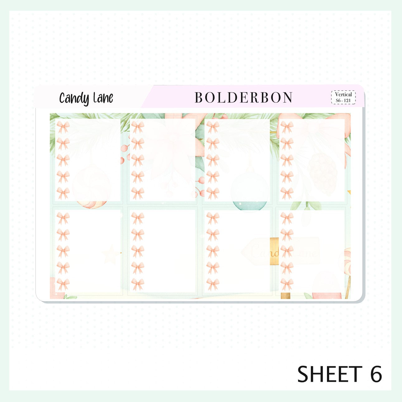 CANDY LANE 7x9 Vertical Sticker Kit || Festive Christmas Planner Stickers, Holiday Pastel Vibe