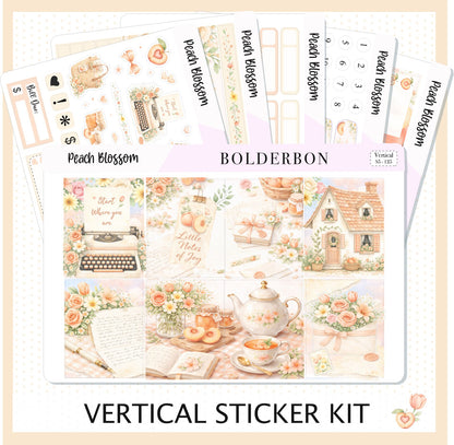 Peach Blossom 7x9 Vertical Sticker Kit || Spring Floral Planner Stickers, Pastel Aesthetic Weekly Kit