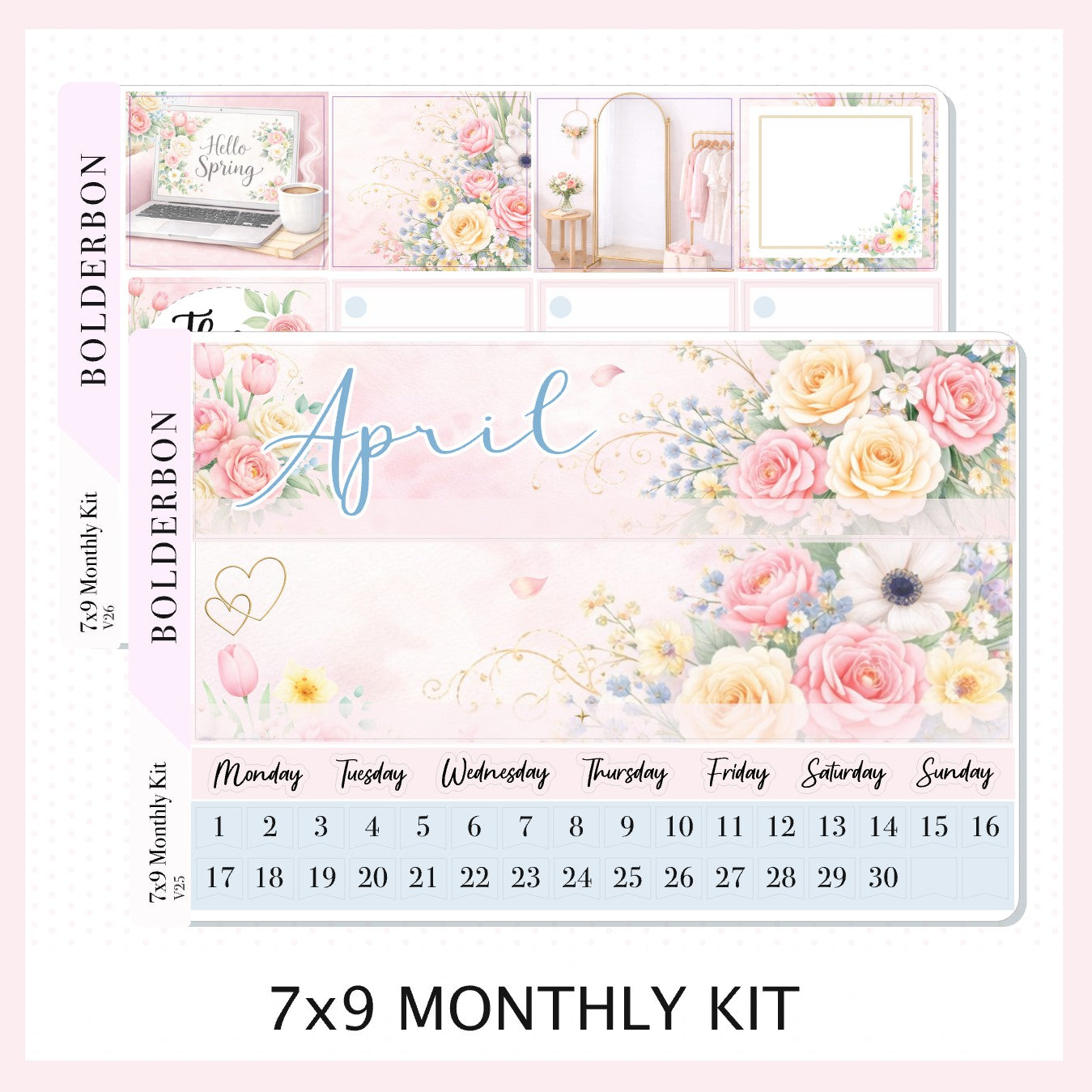 APRIL 7x9 Monthly Sticker Kit || Clover Planner Stickers for Erin Condren