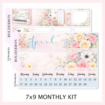 APRIL 7x9 Monthly Sticker Kit || Clover Planner Stickers for Erin Condren