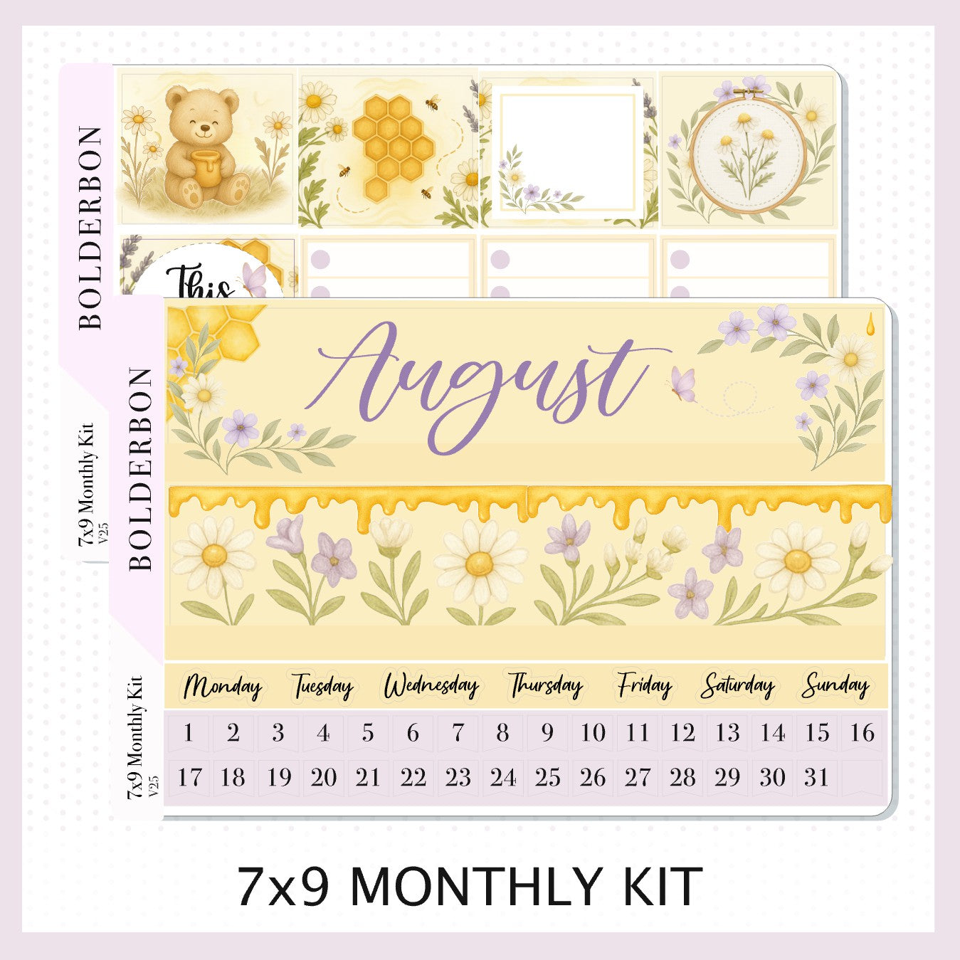 AUGUST 7x9 Monthly Sticker Kit || Sweet Honey
