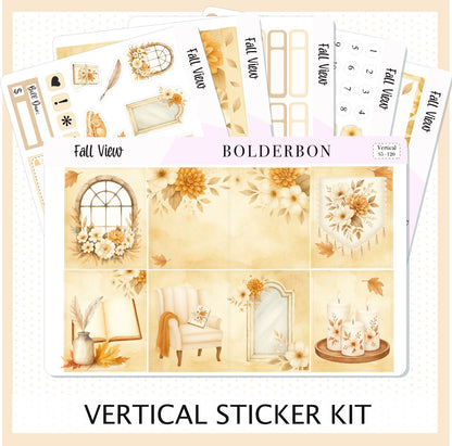 FALL VIEW 7x9 Vertical Sticker Kit || Cozy Autumn Floral Planner Stickers, Fall Elegant Aesthetic Vibe