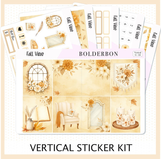 FALL VIEW 7x9 Vertical Sticker Kit || Cozy Autumn Floral Planner Stickers, Fall Elegant Aesthetic Vibe