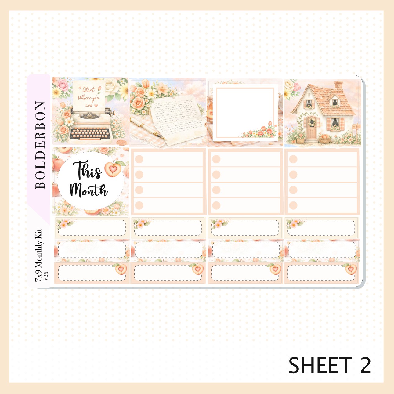MAY 7x9 Monthly Sticker Kit || Peach Blossom Planner Stickers for Erin Condren