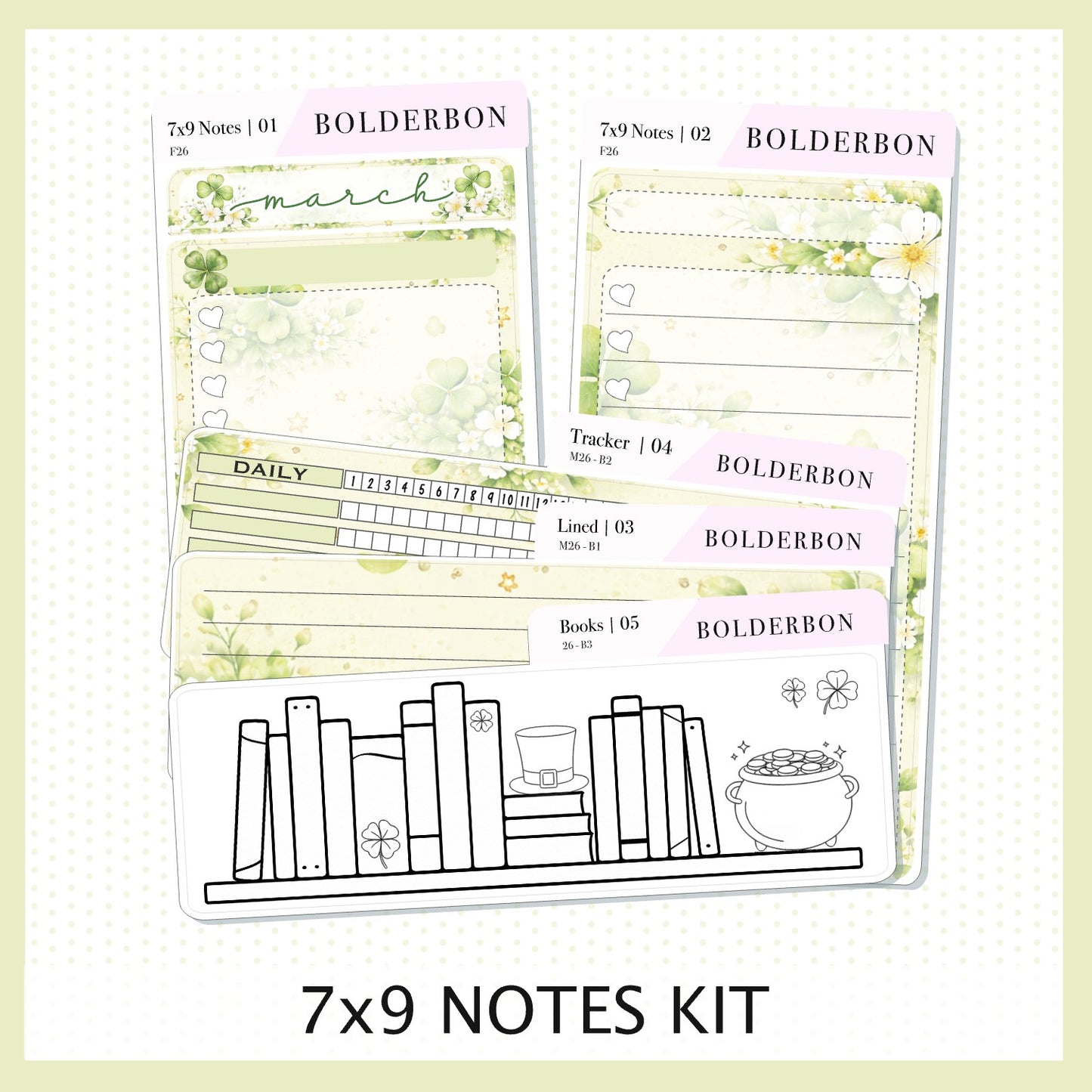 MARCH 7x9 Notes Kit || Planner Sticker Kit for Erin Condren Planners, Lucky Chapter