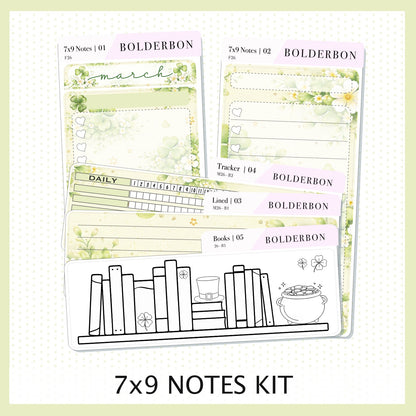 MARCH 7x9 Notes Kit || Planner Sticker Kit for Erin Condren Planners, Lucky Chapter