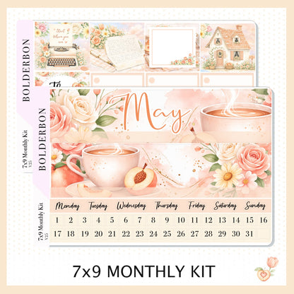 MAY 7x9 Monthly Sticker Kit || Peach Blossom Planner Stickers for Erin Condren
