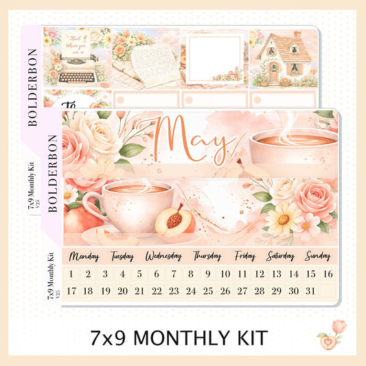 MAY 7x9 Monthly Sticker Kit || Peach Blossom Planner Stickers for Erin Condren