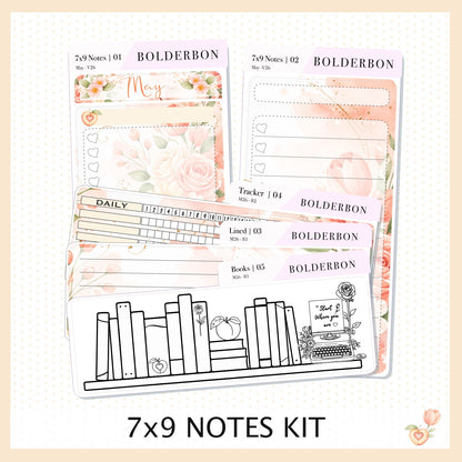MAY 7x9 Notes Kit || Peach Blossom Planner Sticker Kit for Erin Condren Planners