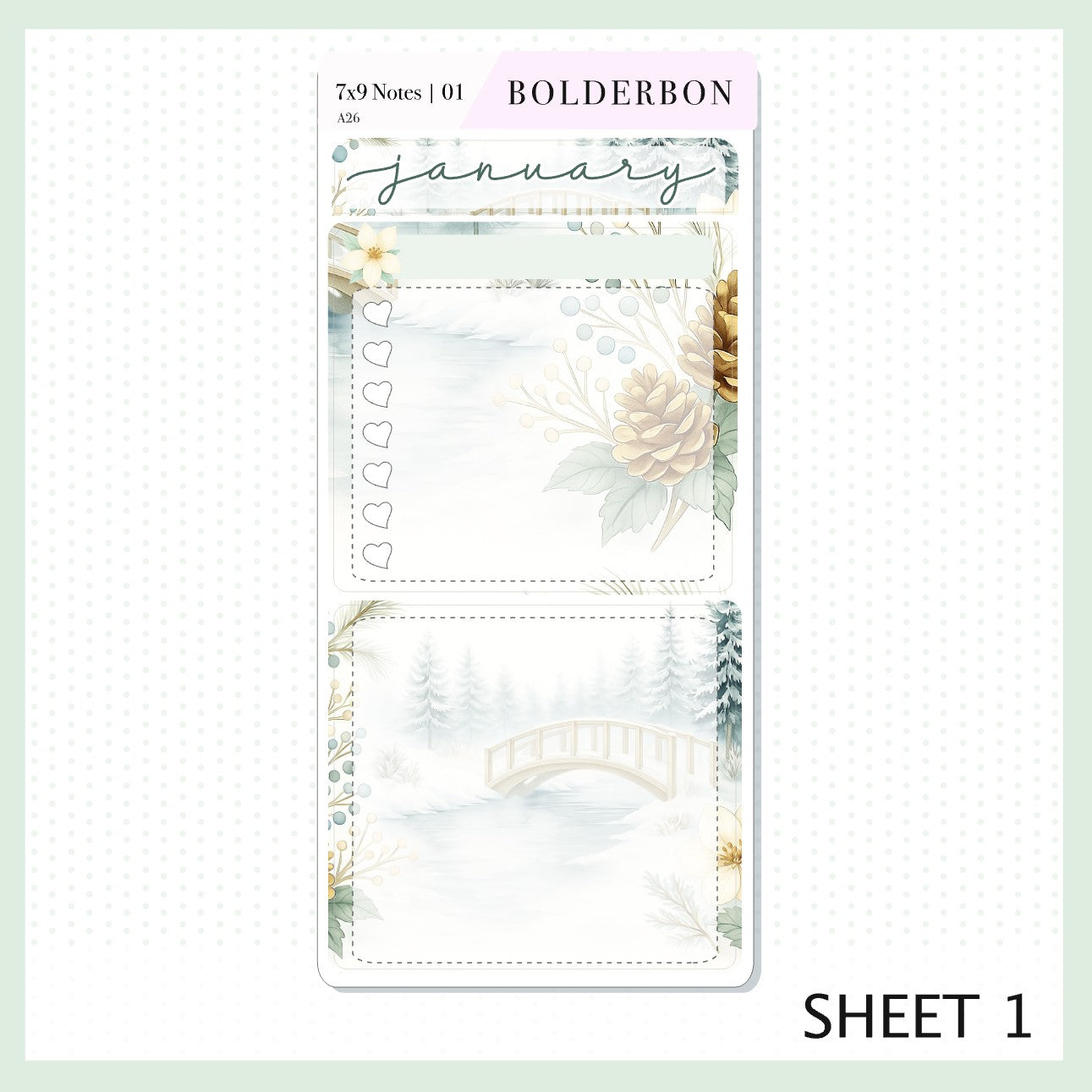 JANUARY 7x9 Notes Kit || Planner Sticker Kit for Erin Condren Planners, Peaceful Pines