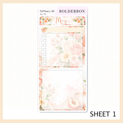 MAY 7x9 Notes Kit || Peach Blossom Planner Sticker Kit for Erin Condren Planners