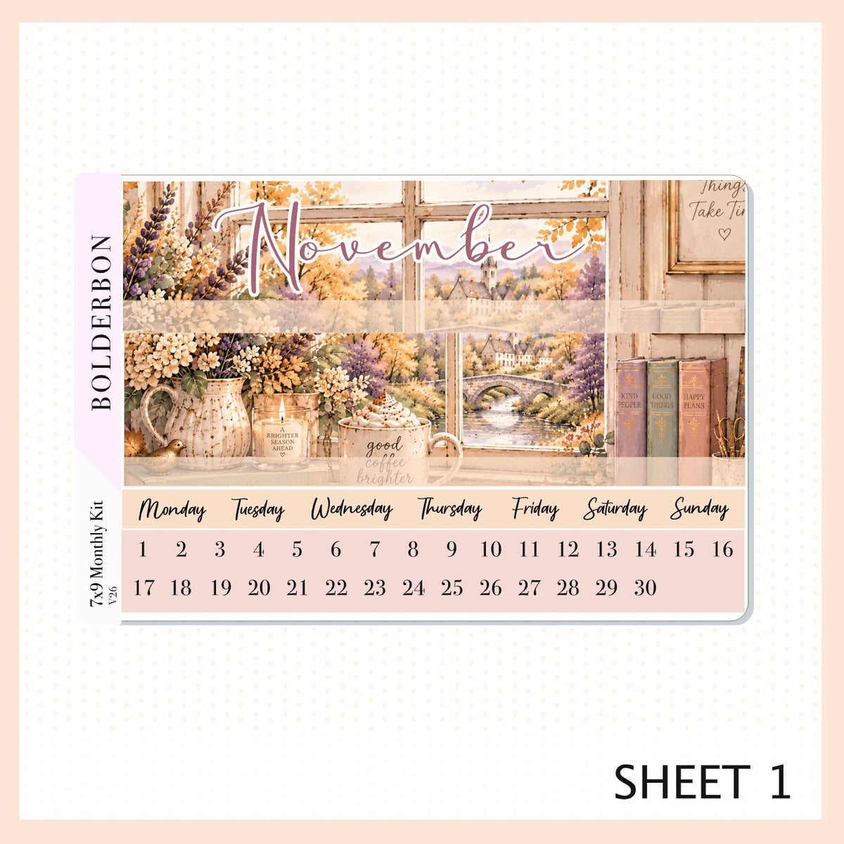 November 7x9 Monthly Sticker Kit
