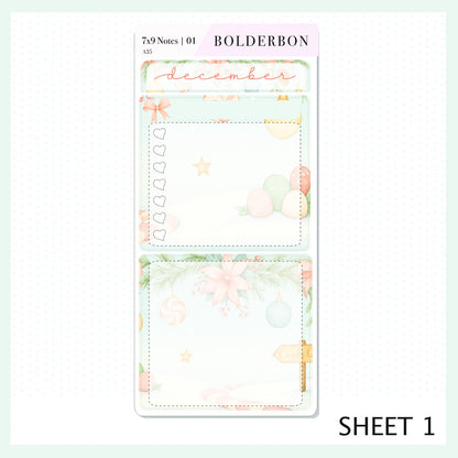 DECEMBER 7x9 Notes Kit || 2025/2026 Planner Sticker Kit for Erin Condren Planners, Festive Christmas Planner Stickers, Holiday Pastel Vibe