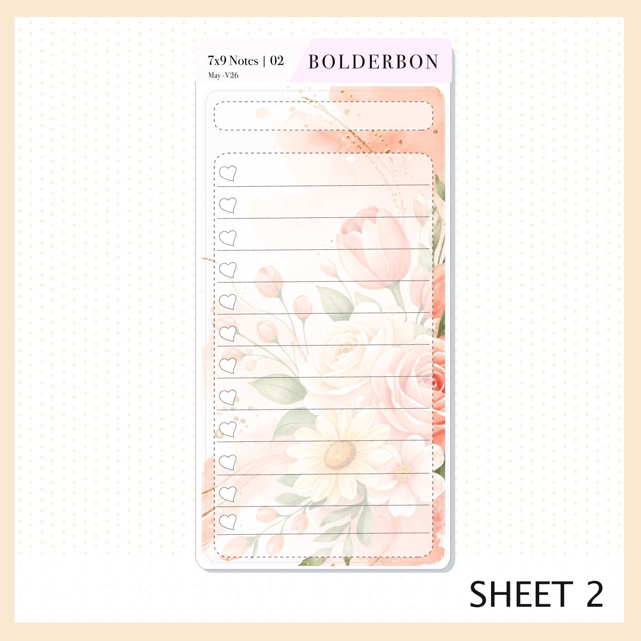 MAY 7x9 Notes Kit || Peach Blossom Planner Sticker Kit for Erin Condren Planners
