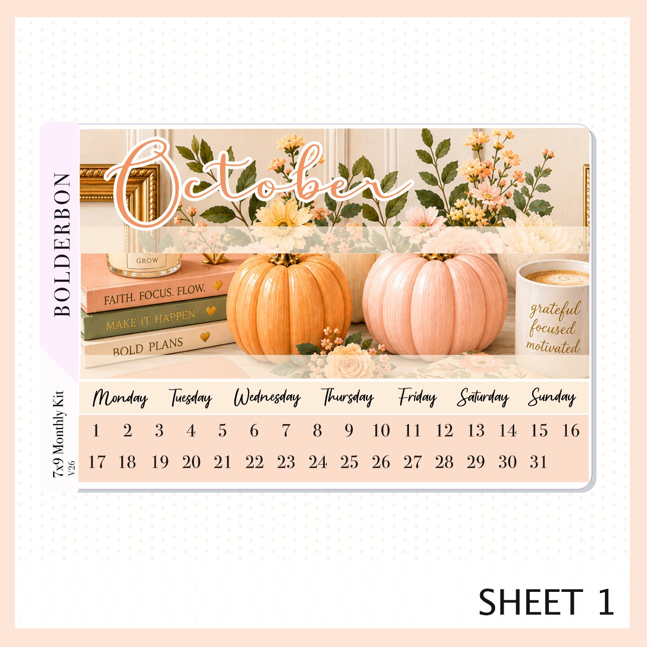 October 7x9 Monthly Sticker Kit