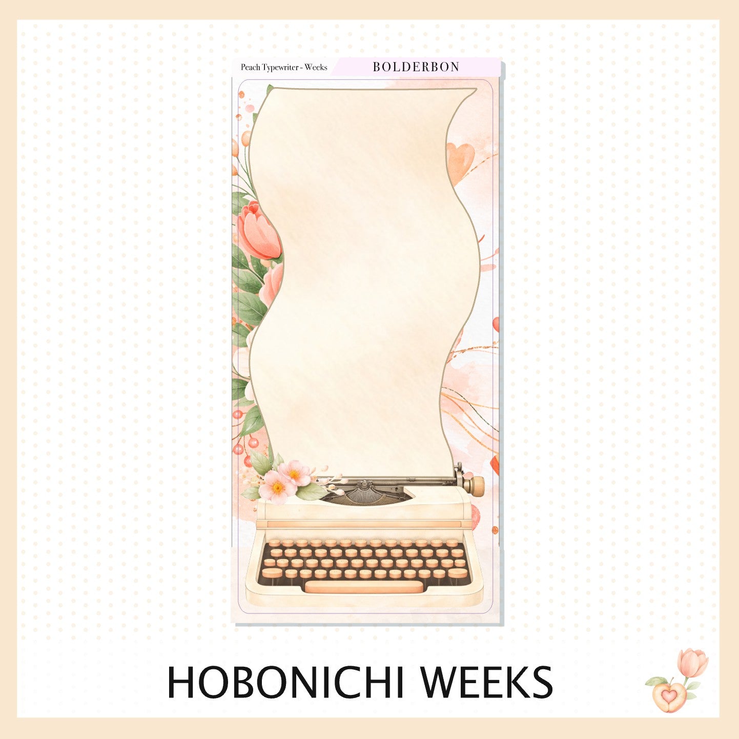 Peach Typewriter Hobonichi Weeks || Full Page Planner Sticker, Floral Aesthetic Journal Sticker