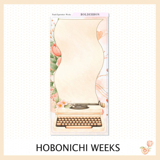 Peach Typewriter Hobonichi Weeks || Full Page Planner Sticker, Floral Aesthetic Journal Sticker