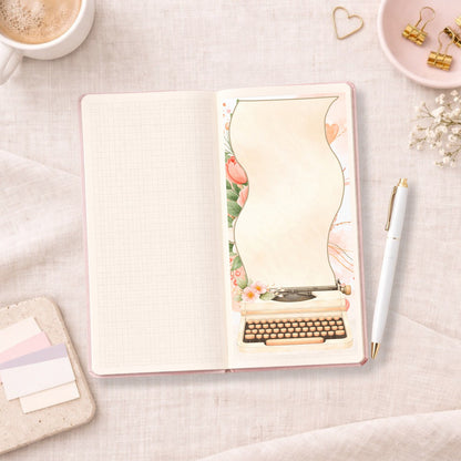 Peach Typewriter Hobonichi Weeks || Full Page Planner Sticker, Floral Aesthetic Journal Sticker