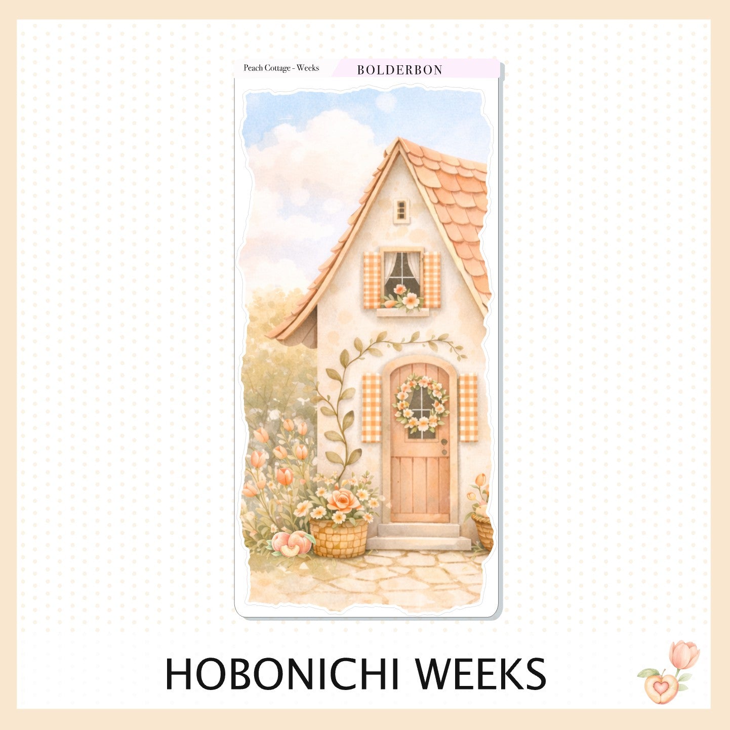 Peach Cottage Hobonichi Weeks || Full Page Planner Sticker, Floral Aesthetic Journal Sticker