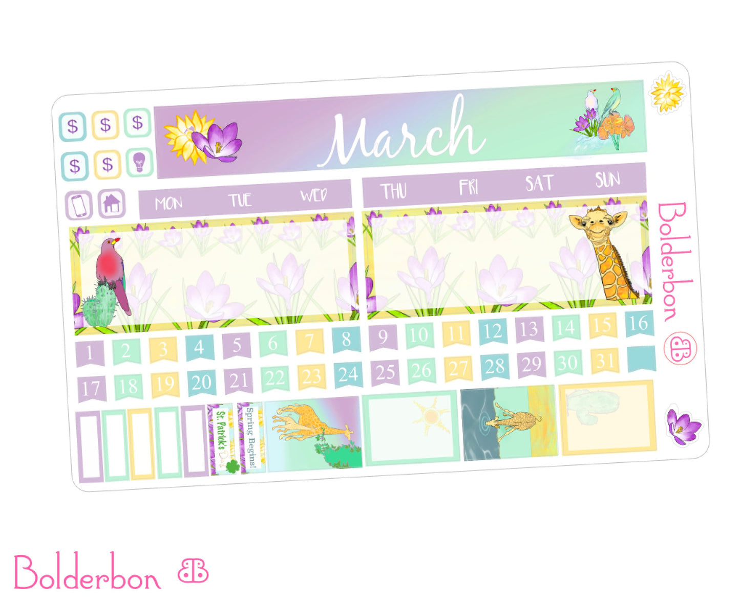 March Hobonichi Weeks || Sticker Kit, Hobonichi Weeks Planner Stickers, Cute Doodle Stickers, Hobo Weeks Set