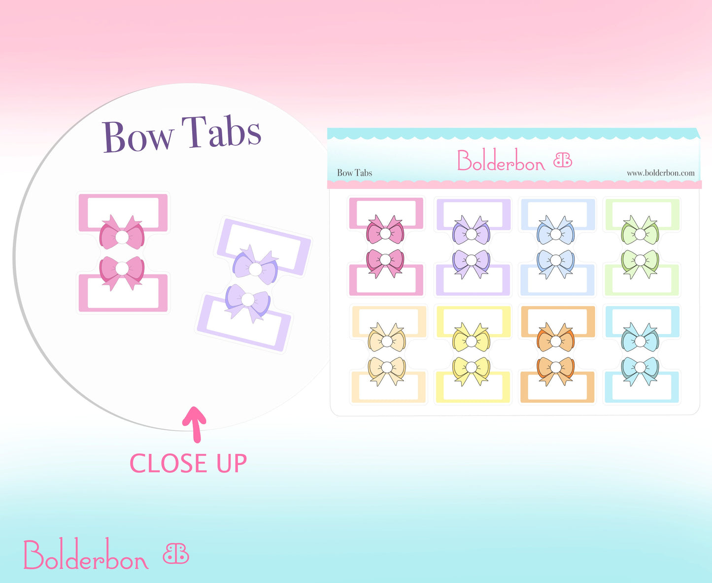 BOW TAB STICKERS  || Cute Planner Divider Stickers
