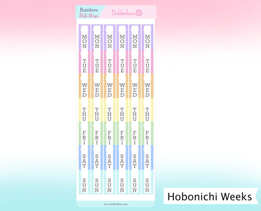 RAINBOW DATE COVER STRIPS || Hobonichi Weeks Planner Stickers
