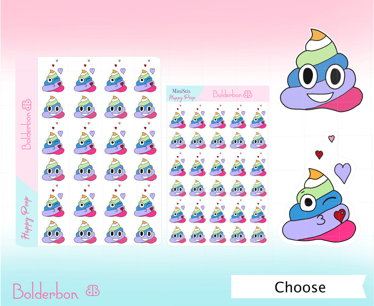 Rainbow Happy Poop | Cute Poop Stickers, Winky, Unicorn Emoji, Smiling ...