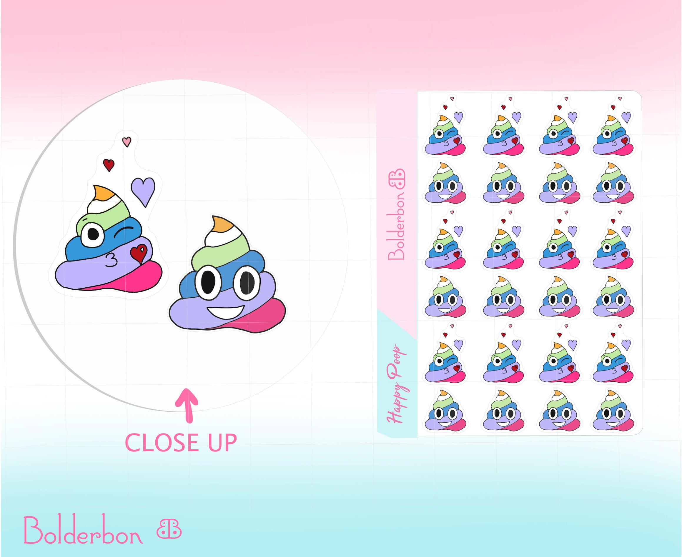 Poop Sticker Ios Rainbow Happy Poop | Cute Poop Stickers, Winky, Unicorn Emoji, Smiling ...