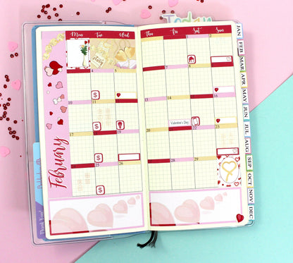 FEBRUARY Hobonichi Weeks Sticker Kit || Monthly Planner Stickers for Hobonichi Weeks, Valentines