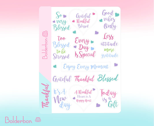 THANKFUL || Quote Sticker Sheet